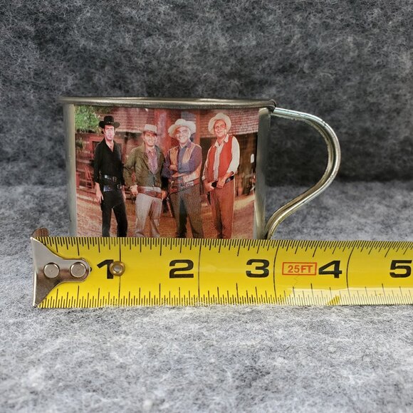 Vintage Ponderosa Ranch Tin Mug With Bonanza Cast & Scenic Views - Picture 4 of 9